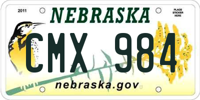 NE license plate CMX984