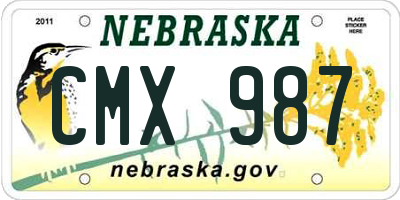 NE license plate CMX987