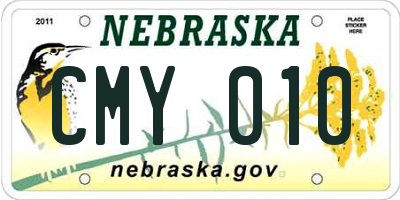 NE license plate CMY010