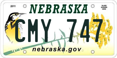 NE license plate CMY747