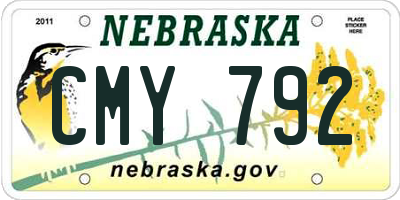 NE license plate CMY792