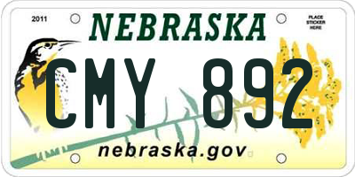 NE license plate CMY892