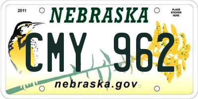 NE license plate CMY962