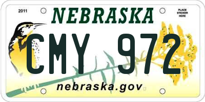 NE license plate CMY972