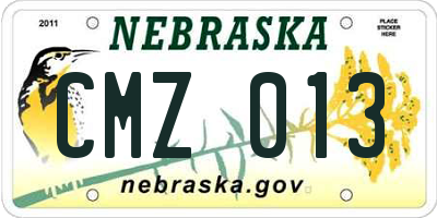 NE license plate CMZ013