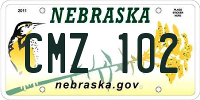 NE license plate CMZ102
