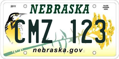 NE license plate CMZ123