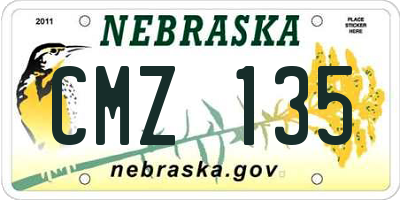 NE license plate CMZ135
