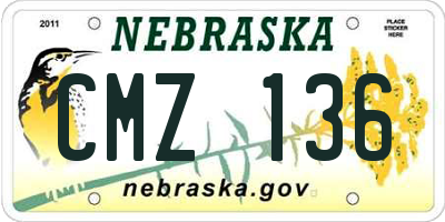 NE license plate CMZ136