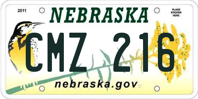 NE license plate CMZ216