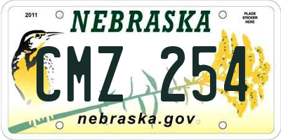 NE license plate CMZ254