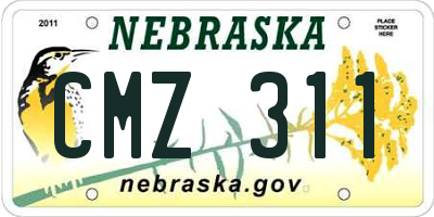 NE license plate CMZ311