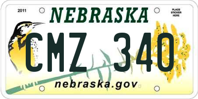 NE license plate CMZ340