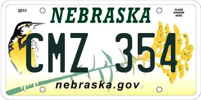 NE license plate CMZ354