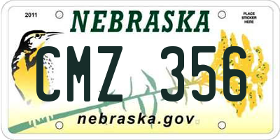 NE license plate CMZ356