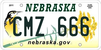 NE license plate CMZ666