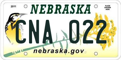 NE license plate CNA022