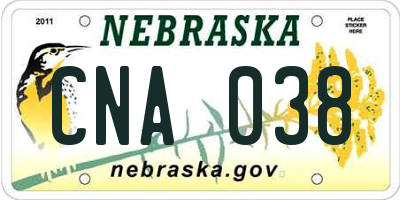 NE license plate CNA038