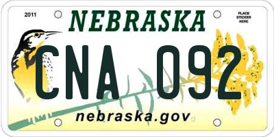 NE license plate CNA092