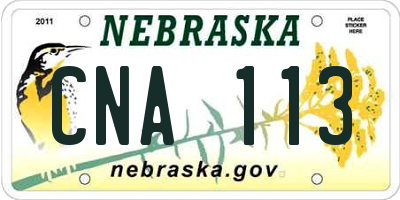 NE license plate CNA113