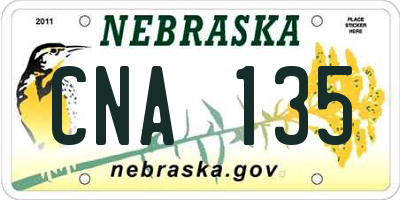 NE license plate CNA135