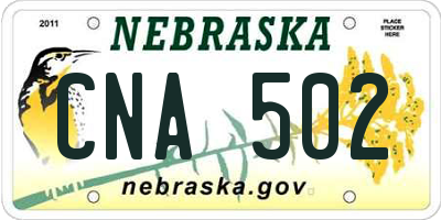 NE license plate CNA502