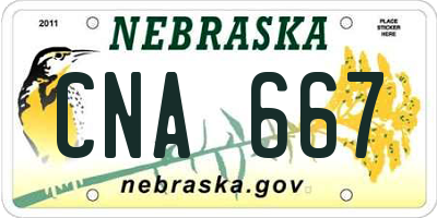 NE license plate CNA667