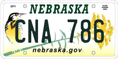 NE license plate CNA786