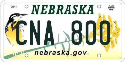NE license plate CNA800