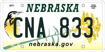 NE license plate CNA833