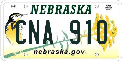 NE license plate CNA910