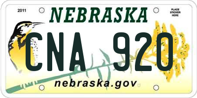 NE license plate CNA920
