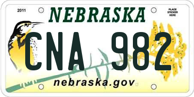 NE license plate CNA982
