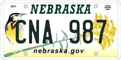 NE license plate CNA987