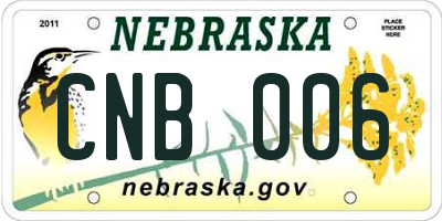 NE license plate CNB006