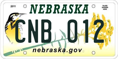 NE license plate CNB012