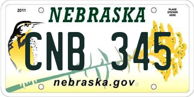 NE license plate CNB345