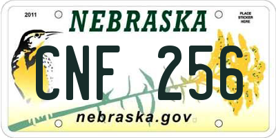 NE license plate CNF256