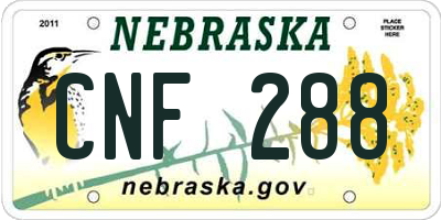 NE license plate CNF288