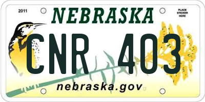 NE license plate CNR403