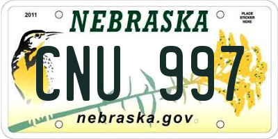 NE license plate CNU997