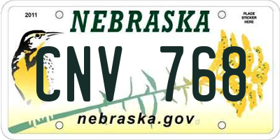 NE license plate CNV768