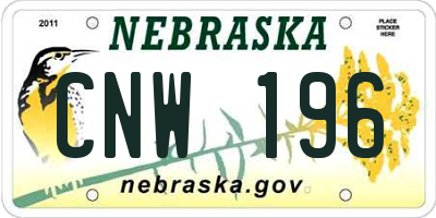 NE license plate CNW196
