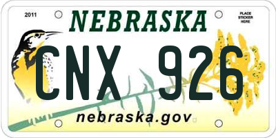 NE license plate CNX926