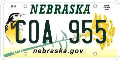 NE license plate COA955