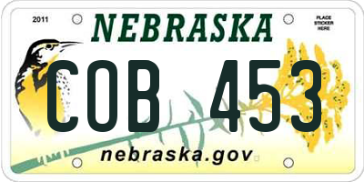 NE license plate COB453