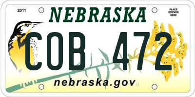 NE license plate COB472