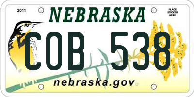 NE license plate COB538