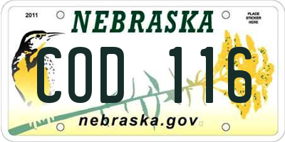 NE license plate COD116
