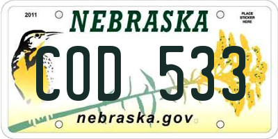 NE license plate COD533